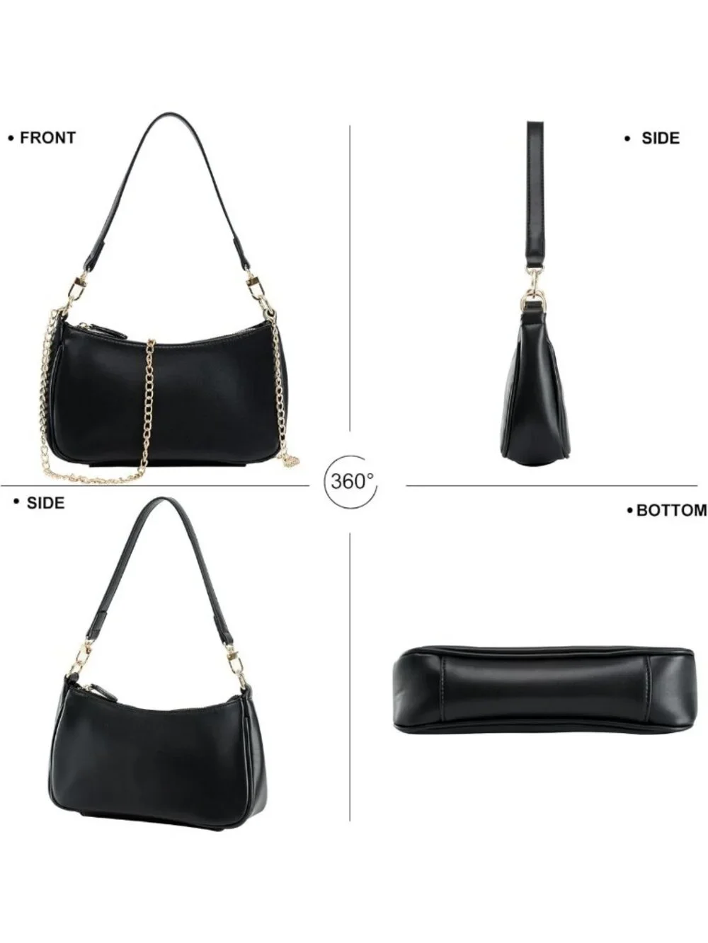 Stylish Women's Shoulder Bag with 2 Removable Straps, Zipper Closure, Tote